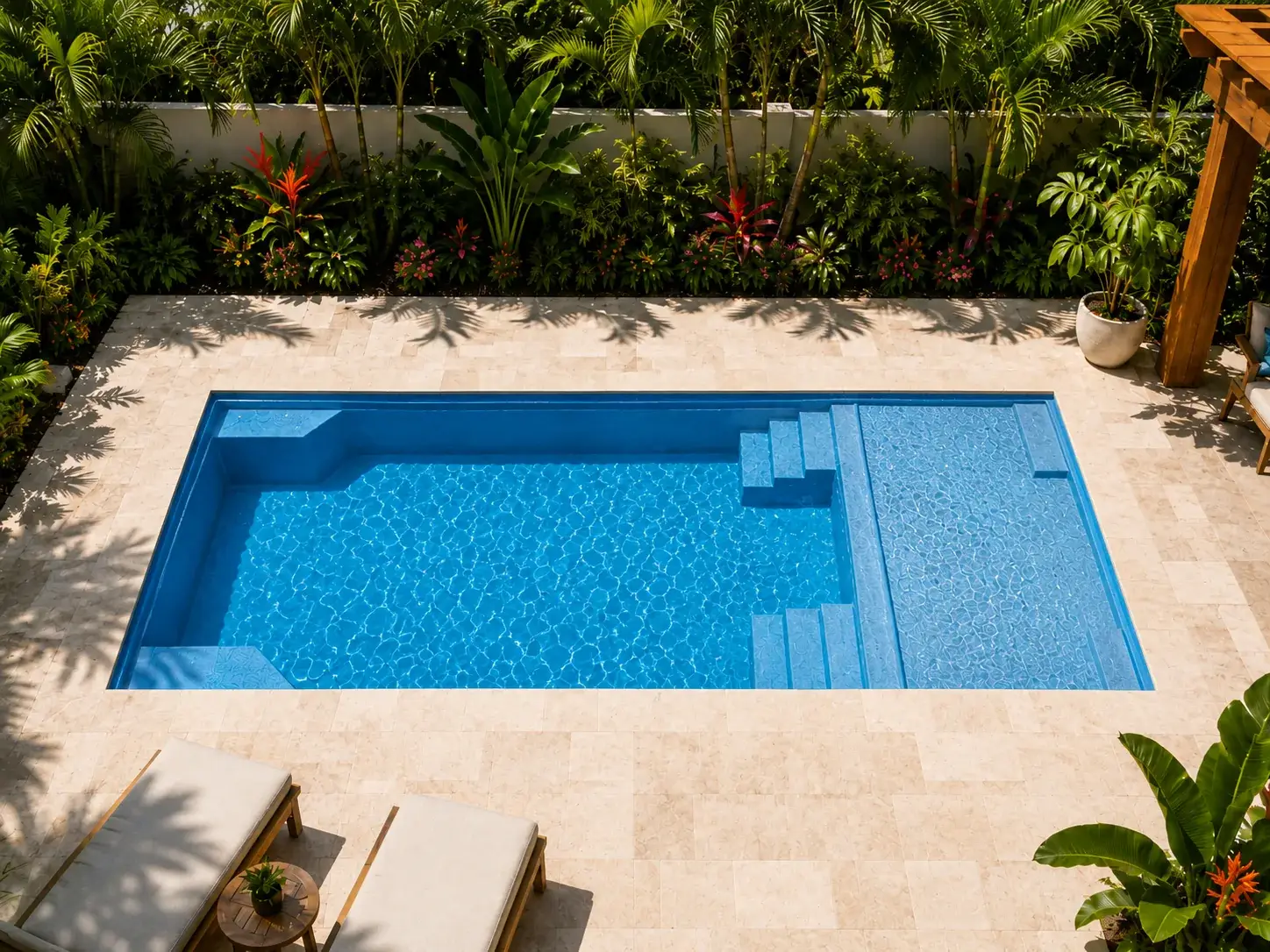 Fiberglass pool installation in South Florida backyard
